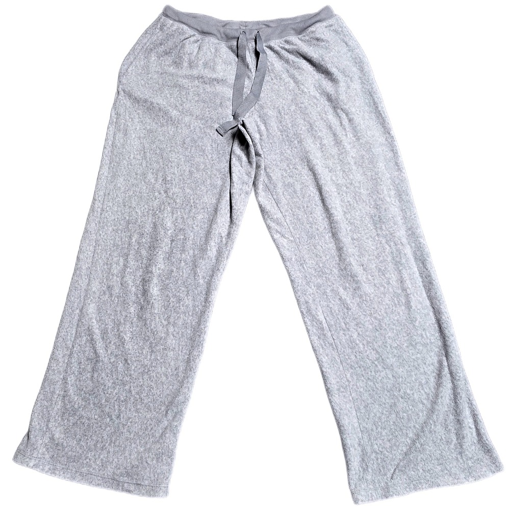 Croft & Barrow Intimates Fleece Pajama Pants Women's Size M Gray Lounge Wide Leg